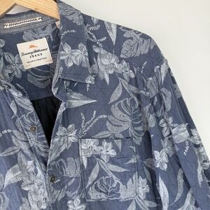Tommy Bahama Jeans Quiltland Tropical Print Shirt Men's L Blue Cotton $128